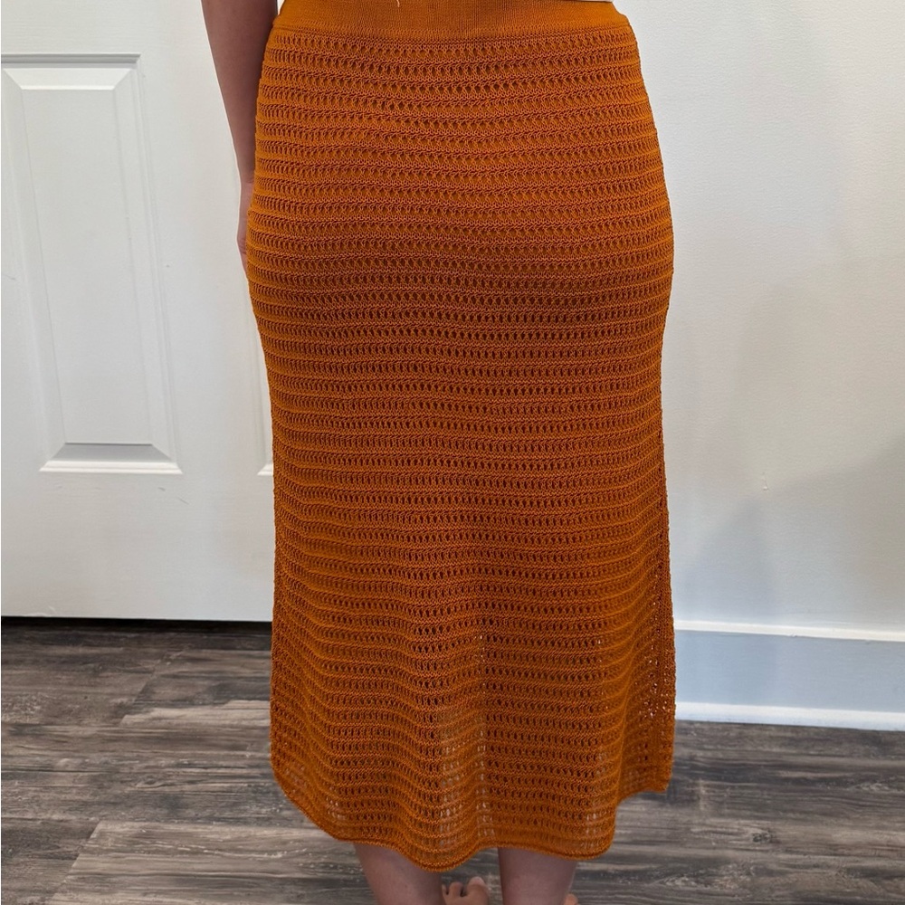 Vince Vibrant Orange Midi Skirt - Picture 6 of 6